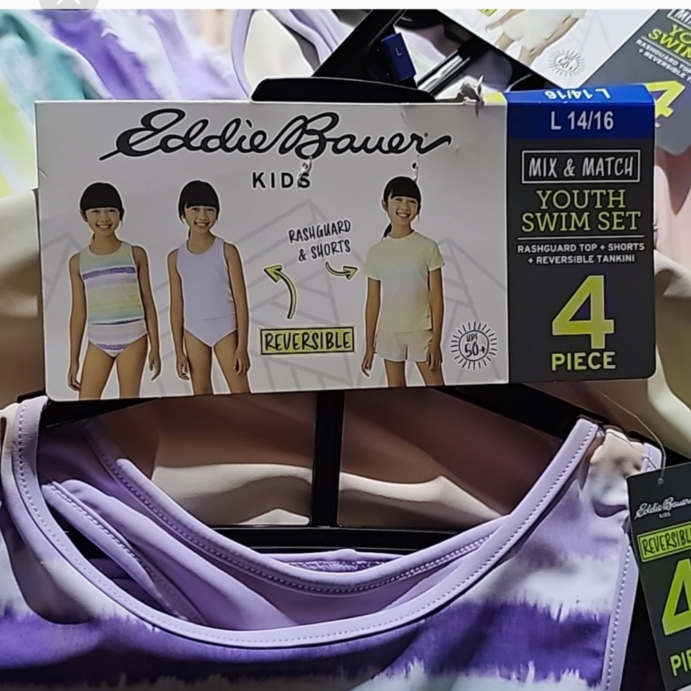 NWT Eddie Bauer 4 piece reversible swim suit/ tankini nwt - Picture 2 of 5